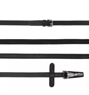 Wodze skórzane z antypoślizogową warstwą wewnętrzną z karabińczykiem brąz