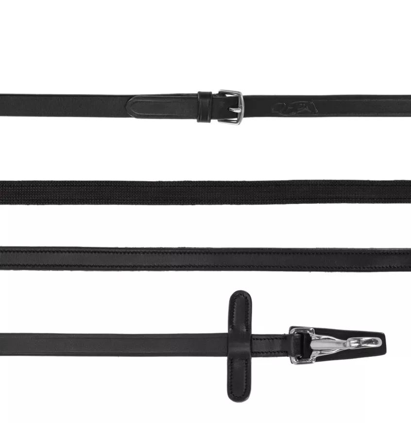 Wodze skórzane z antypoślizogową warstwą wewnętrzną z karabińczykiem brąz