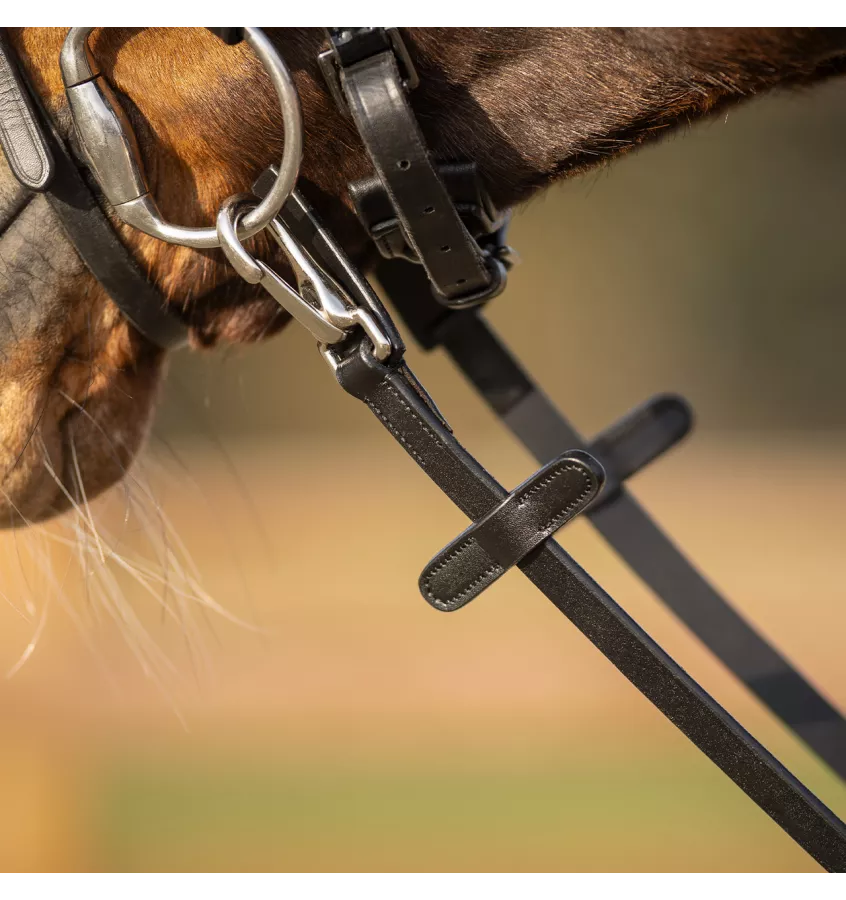Wodze skórzane z antypoślizogową warstwą wewnętrzną z karabińczykiem brąz