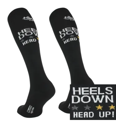 Podkolanówki jeździeckie "Heels down" czarny 35-38