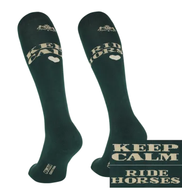 Podkolanówki jeździeckie "Keep Calm" zielony35-38