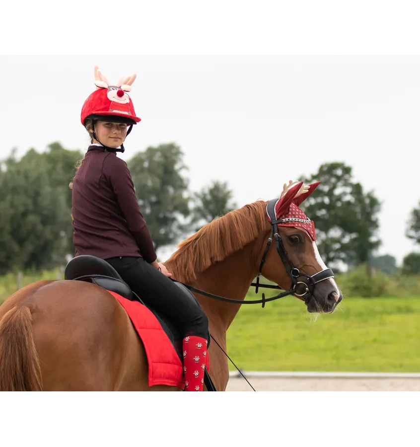 Świąteczny pokrowiec na kask jeździecki elf