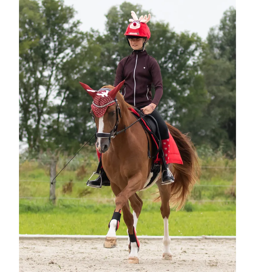 Świąteczny pokrowiec na kask jeździecki elf