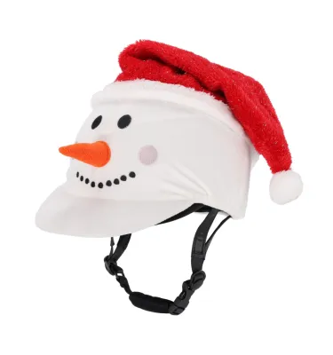 Świąteczny pokrowiec na kask jeździecki bałwan