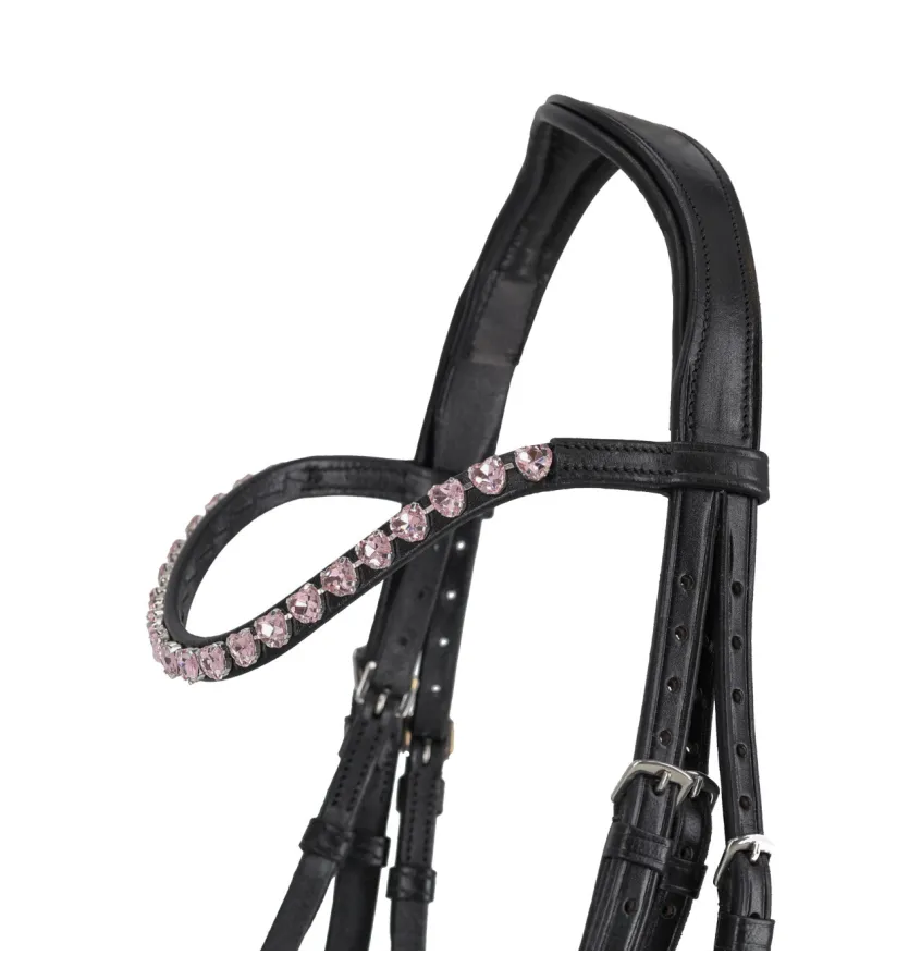 Ogłowie dla kucyka z serduszkami Bixie róż mini shetty