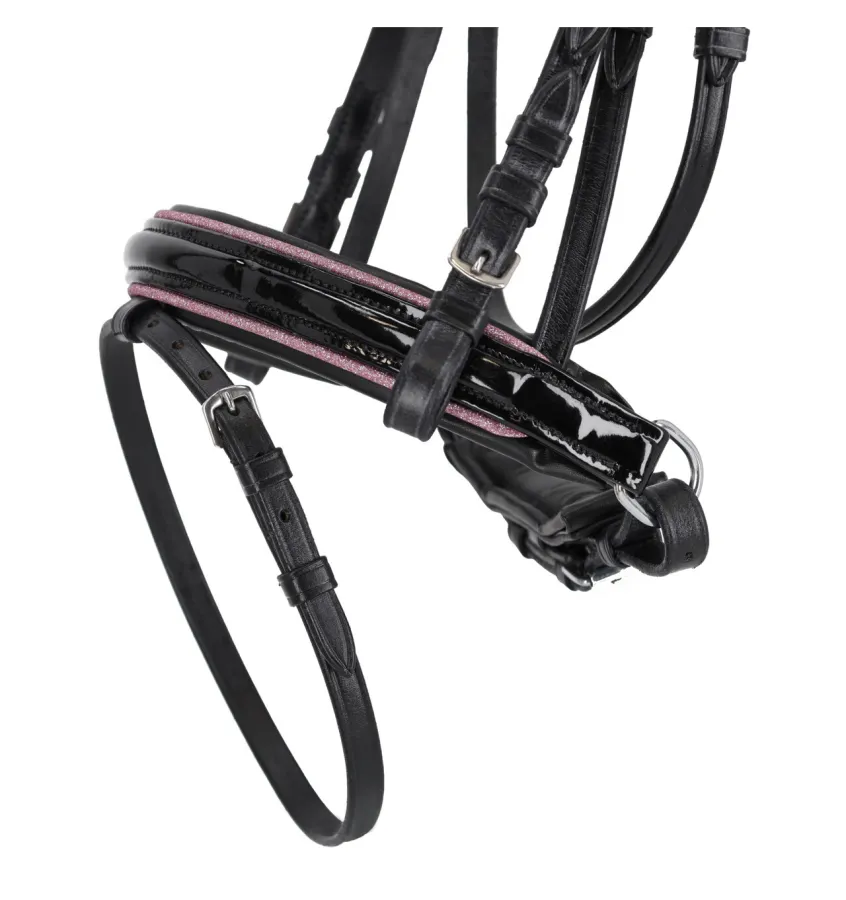 Ogłowie dla kucyka z serduszkami Bixie róż mini shetty