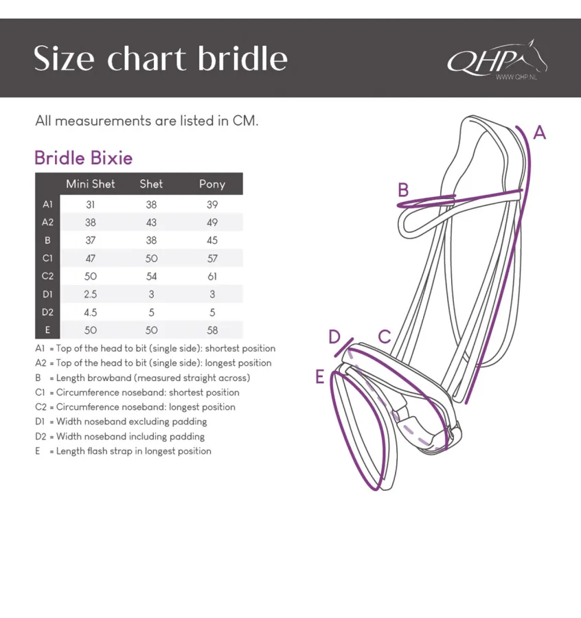 Ogłowie dla kucyka z serduszkami Bixie róż mini shetty