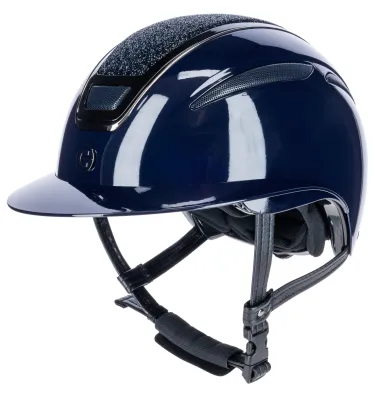 Kask jeździecki Elite lakierowany z szerokim daszkiem granat L 59-61