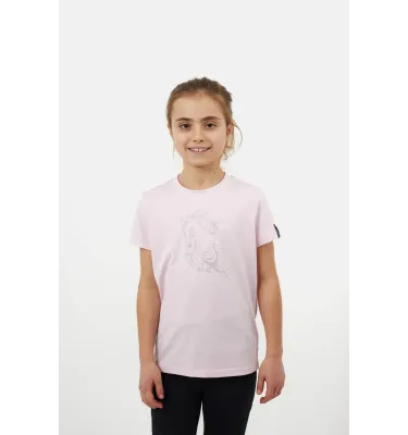 Koszulka jeździecka dziecięca Wilda różowa 146/152