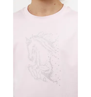 Koszulka jeździecka dziecięca Wilda różowa 146/152