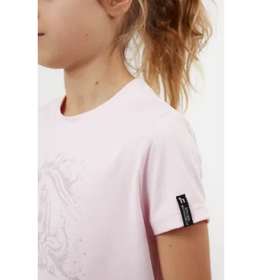 Koszulka jeździecka dziecięca Wilda różowa 146/152