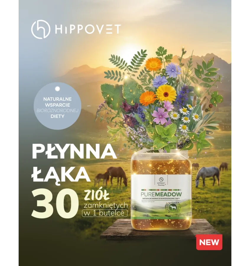 Hippovet Pharmacy Pure Meadow – PŁYNNA ŁĄKA – naturalne wsparcie bioróżnorodnej diety konia – 2,5l