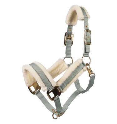 Kantar dla konia z futerkiem Limone Elegant szałwia cob