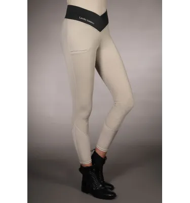 Legginsy jeździeckie Limone z pełnym lejem silikonowym beż 32/34