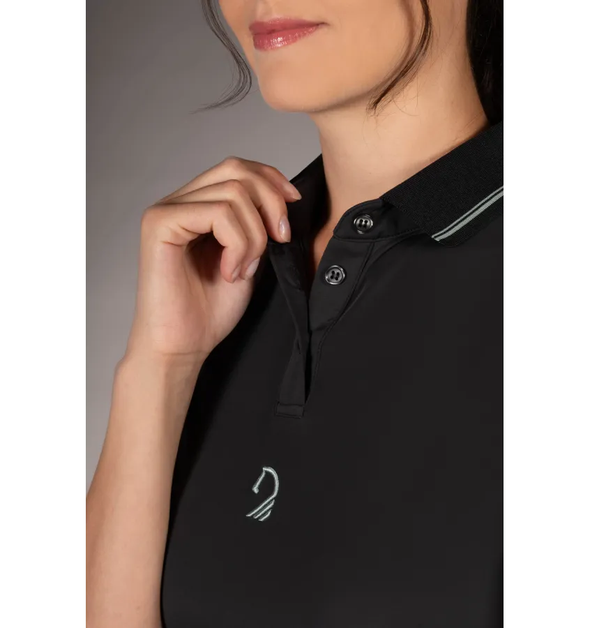 Koszulka jeździecka polo LG Limone czarny L