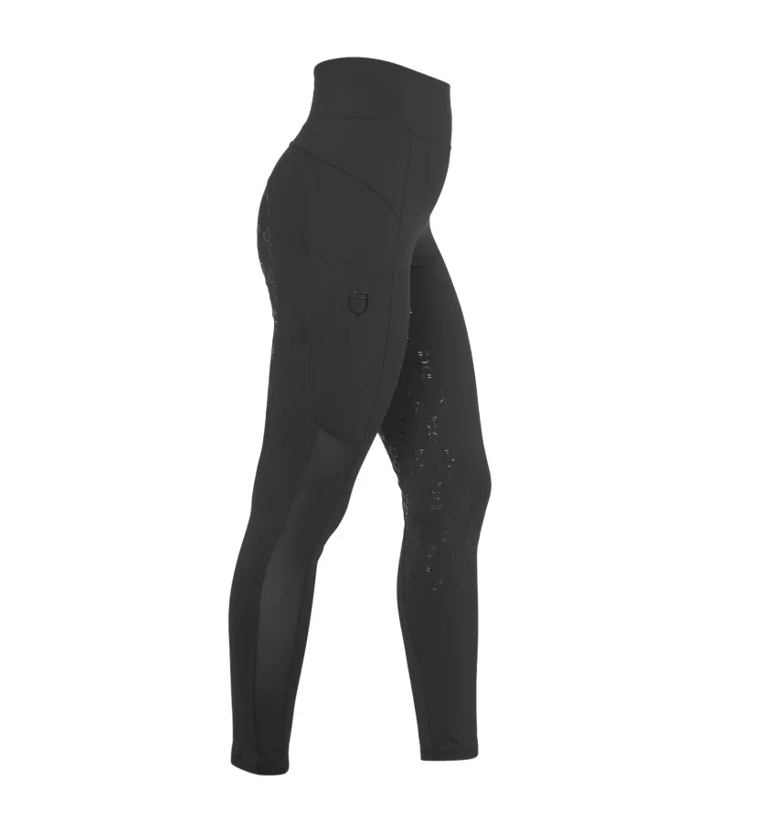 Legginsy jeździeckie Equestro czarne/czarne L