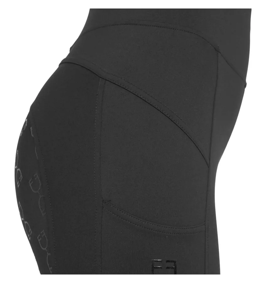 Legginsy jeździeckie Equestro czarne/czarne L