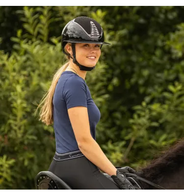 Kask jeździecki QHP Memphis z szerokim daszkiem granat 51-55