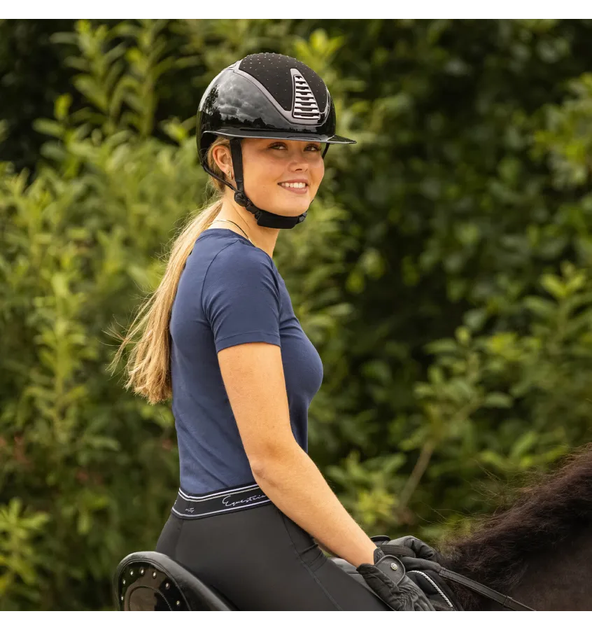 Kask jeździecki QHP Memphis z szerokim daszkiem granat 51-55