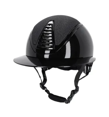 Kask jeździecki QHP Glendale z szerokim daszkiem czarny 51-55