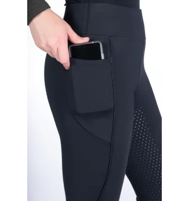 Ocieplane legginsy jeździeckie HKM Alice czarny 34