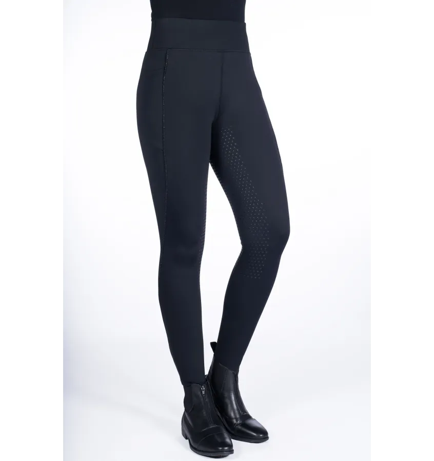 Ocieplane legginsy jeździeckie HKM Alice czarny 34