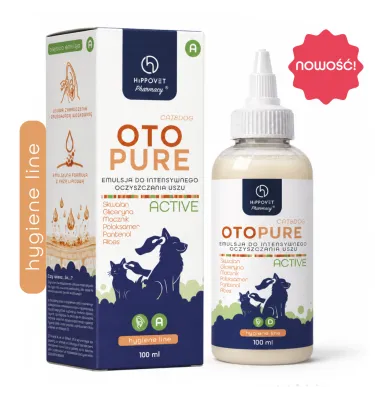 Hippovet Pharmacy OTOPURE ACTIVE EMULSJA DO INTENSYWNEGO OCZYSZCZANIA USZU PSÓW I KOTÓW 100ml